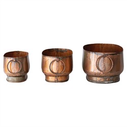 Naomi Updated Traditional Brown Iron Decorative Planter - Set of 3|