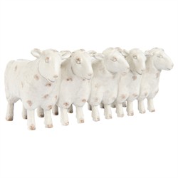 Noemie French Country Distressed White Resin Sheep Planter|