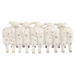 Noemie French Country Distressed White Resin Sheep Planter|