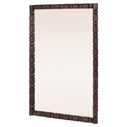 Yvonne Coastal Beach Dark Walnut Wood Rectangular Wall Mirror|