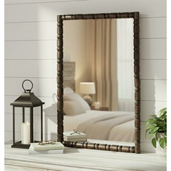Yvonne Coastal Beach Dark Walnut Wood Rectangular Wall Mirror|