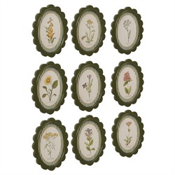 Linara Updated Traditional Yellow Floral Green Frame Illustration - Set of 9|