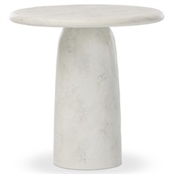 Emilia Modern Classic Off White Concrete Round Pedestal End Table|
