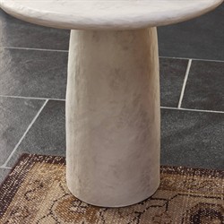 Emilia Modern Classic Off White Concrete Round Pedestal End Table|