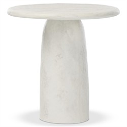 Emilia Modern Classic Off White Concrete Round Pedestal End Table|