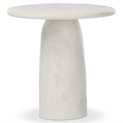 Emilia Modern Classic Off White Concrete Round Pedestal End Table|