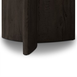 Teddie Rustic Lodge White Marble Black Oak Wood Round End Table|