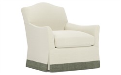 Amoret Cloud Performance Moss Linen Skirted Swivel Chair|