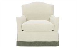 Amoret Cloud Performance Moss Linen Skirted Swivel Chair|