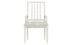 Sabinna Garden Mist Sunbrella Botanical Vintage White Dining Arm Chair|