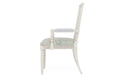 Sabinna Garden Mist Sunbrella Botanical Vintage White Dining Arm Chair|