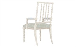 Sabinna Garden Mist Sunbrella Botanical Vintage White Dining Arm Chair|