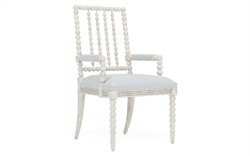 Sabinna Sea Breeze Sunbrella Stripe Vintage White Dining Arm Chair|