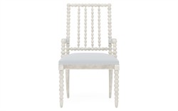 Sabinna Sea Breeze Sunbrella Stripe Vintage White Dining Arm Chair|