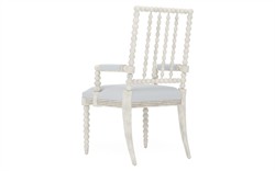 Sabinna Sea Breeze Sunbrella Stripe Vintage White Dining Arm Chair|