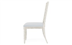 Sabinna Sea Breeze Sunbrella Stripe Vintage White Dining Side Chair|