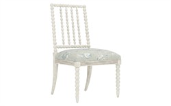Sabinna Garden Mist Sunbrella Botanical Vintage White Dining Side Chair|