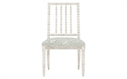 Sabinna Garden Mist Sunbrella Botanical Vintage White Dining Side Chair|