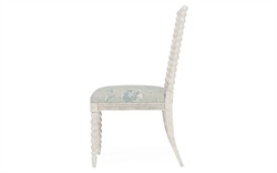 Sabinna Garden Mist Sunbrella Botanical Vintage White Dining Side Chair|