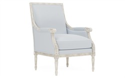 Juliette Sea Breeze Sunbrella Stripe Vintage White Bergere Chair|