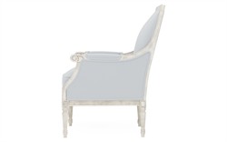 Juliette Sea Breeze Sunbrella Stripe Vintage White Bergere Chair|