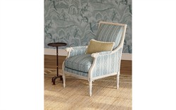 Juliette Seine Blue Stripe Vintage White Bergere Chair|