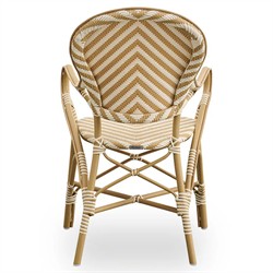 Luke Coastal Beach Cream Light Brown Aluminum Stripe Stackable Outdoor Dining Arm Chair|