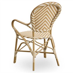 Luke Coastal Beach Cream Light Brown Aluminum Stripe Stackable Outdoor Dining Arm Chair|