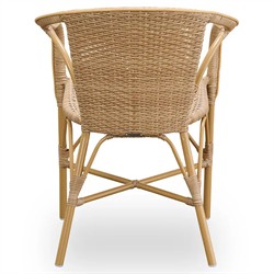 Clara Coastal Beach Brown Woven Aluminum Stackable Outdoor Dining Arm Chair|