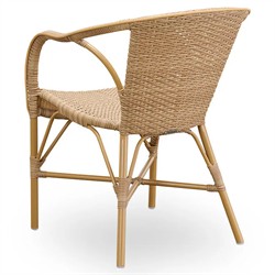 Clara Coastal Beach Brown Woven Aluminum Stackable Outdoor Dining Arm Chair|