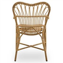 Claire Coastal Beach Brown Woven Aluminum Stackable Outdoor Dining Arm Chair|