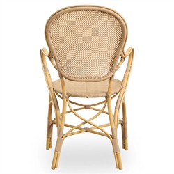 Lydia French Country Natural Woven Aluminum Outdoor Dining Arm Chair|