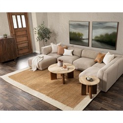 Adalia Modern Classic Travertine Brown Mango Wood Round Coffee Table|