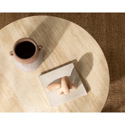 Adalia Modern Classic Travertine Brown Mango Wood Round Coffee Table|