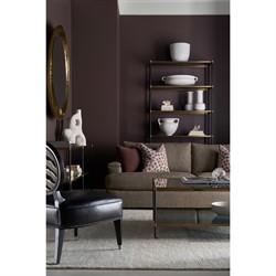 Century Asher Modern Smoked Grey Glass Bronze Metal Rectangular Coffee Table|