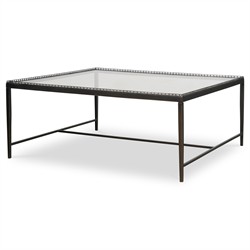 Century Logan Modern Classic Bronze Metal Square Coffee Table|