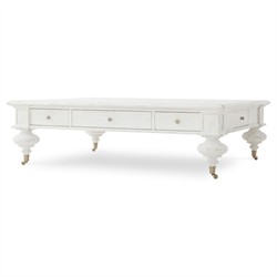 Century Grand Updated Traditional White Wash Oak Rectangular Storage Coffee Table|