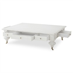 Century Grand Updated Traditional White Wash Oak Rectangular Storage Coffee Table|