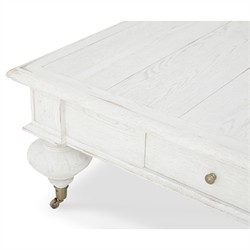 Century Grand Updated Traditional White Wash Oak Rectangular Storage Coffee Table|