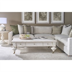 Century Grand Updated Traditional White Wash Oak Rectangular Storage Coffee Table|