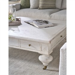 Century Grand Updated Traditional White Wash Oak Rectangular Storage Coffee Table|
