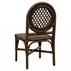 Louise Coastal Beach Dark Walnut Handwoven Rattan Dining Chair|