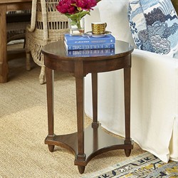 Bedford Updated Traditional Dark Brown Wood Round Side Table|