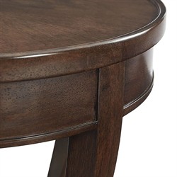 Bedford Updated Traditional Dark Brown Wood Round Side Table|