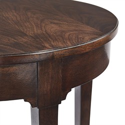 Bedford Updated Traditional Dark Brown Wood Round Side Table|