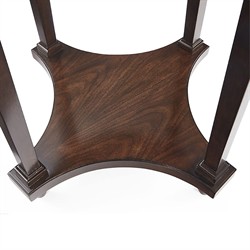 Bedford Updated Traditional Dark Brown Wood Round Side Table|