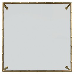 Lacoste Modern Classic Brass Faux Bamboo Glass Square Coffee Table|