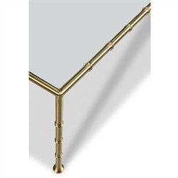 Lacoste Modern Classic Brass Faux Bamboo Glass Square Coffee Table|