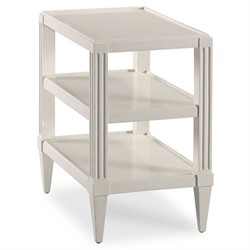 Swedish Updated Traditional Cream Wood Rectangular Side Table|