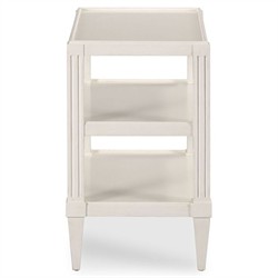 Swedish Updated Traditional Cream Wood Rectangular Side Table|
